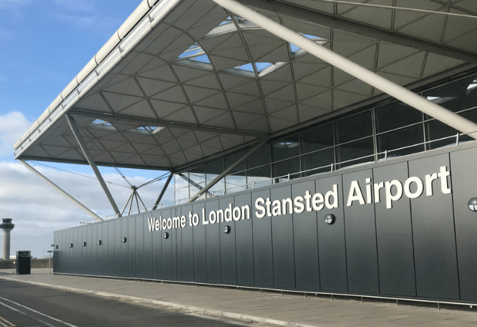 Welcome to London Stansted Airport exterior under canopy – Stansted Airport Taxi pickups