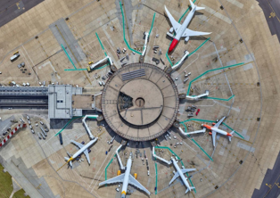 Aerial view of London Gatwick Airport gates and aircraft – Getwick Airport Taxi coverage