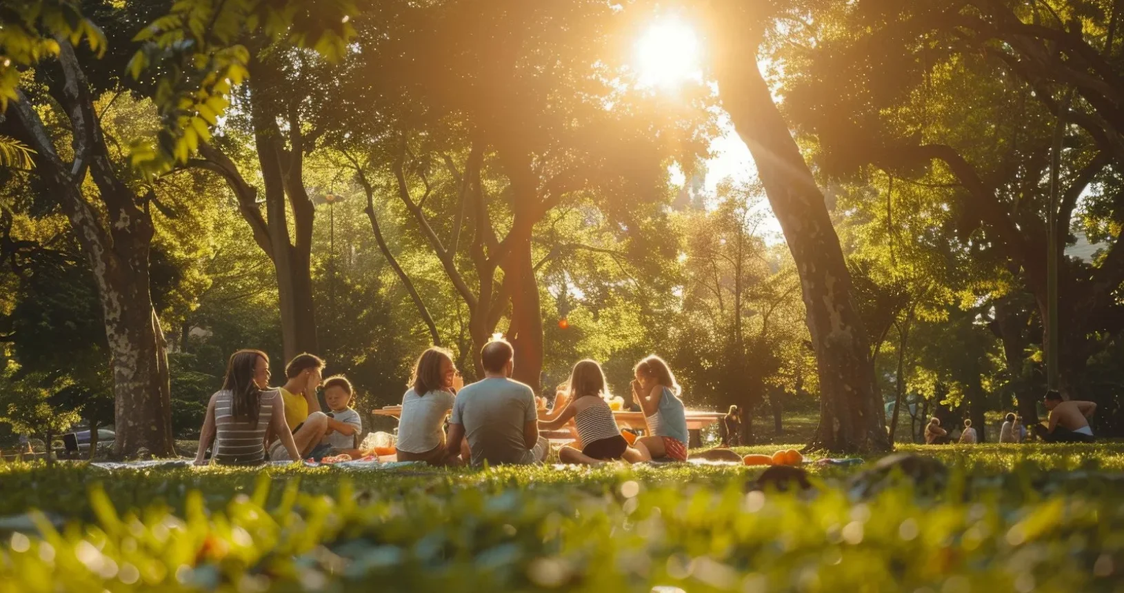 A family enjoying themselves on a sunny weather