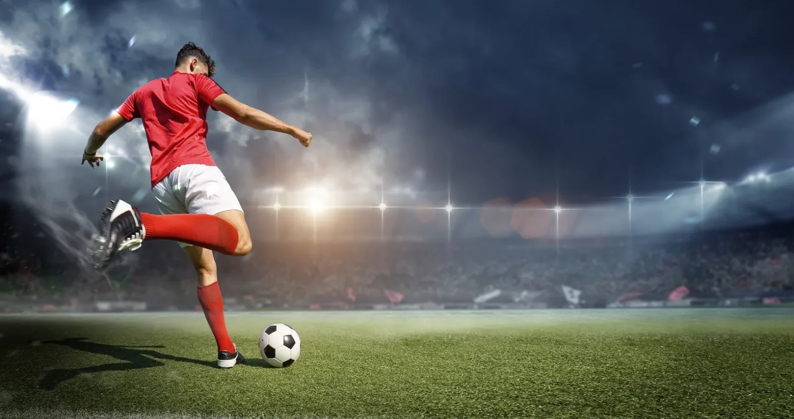 A footballer playing football